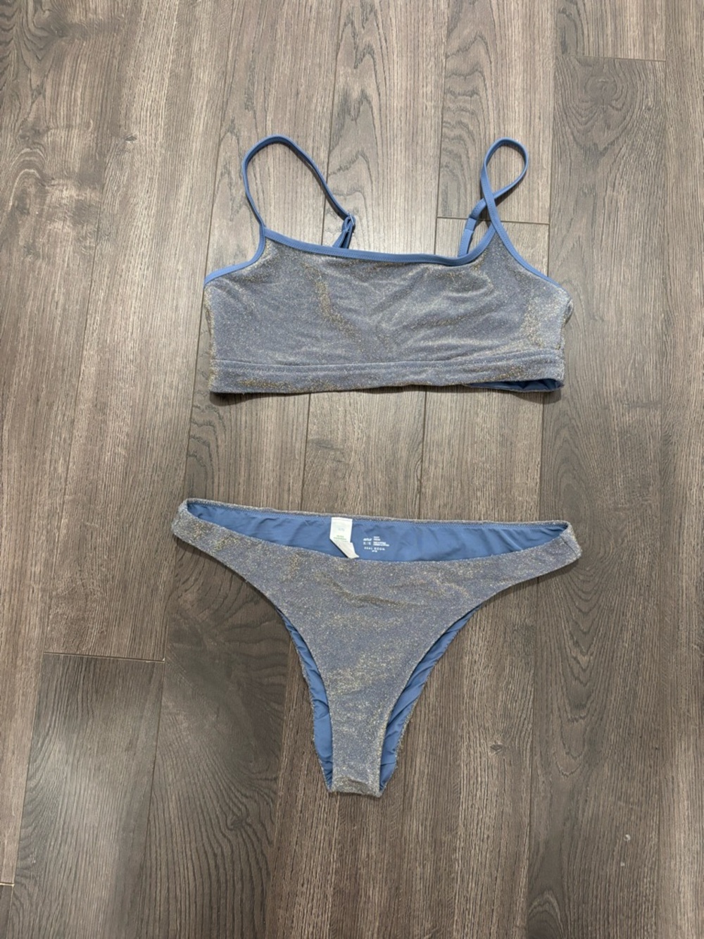 aerie blue with gold glitter/shimmer bikini